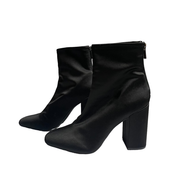 Jessica Simpson Black Satin Zip Up Booties Sz 10 - Picture 3 of 8